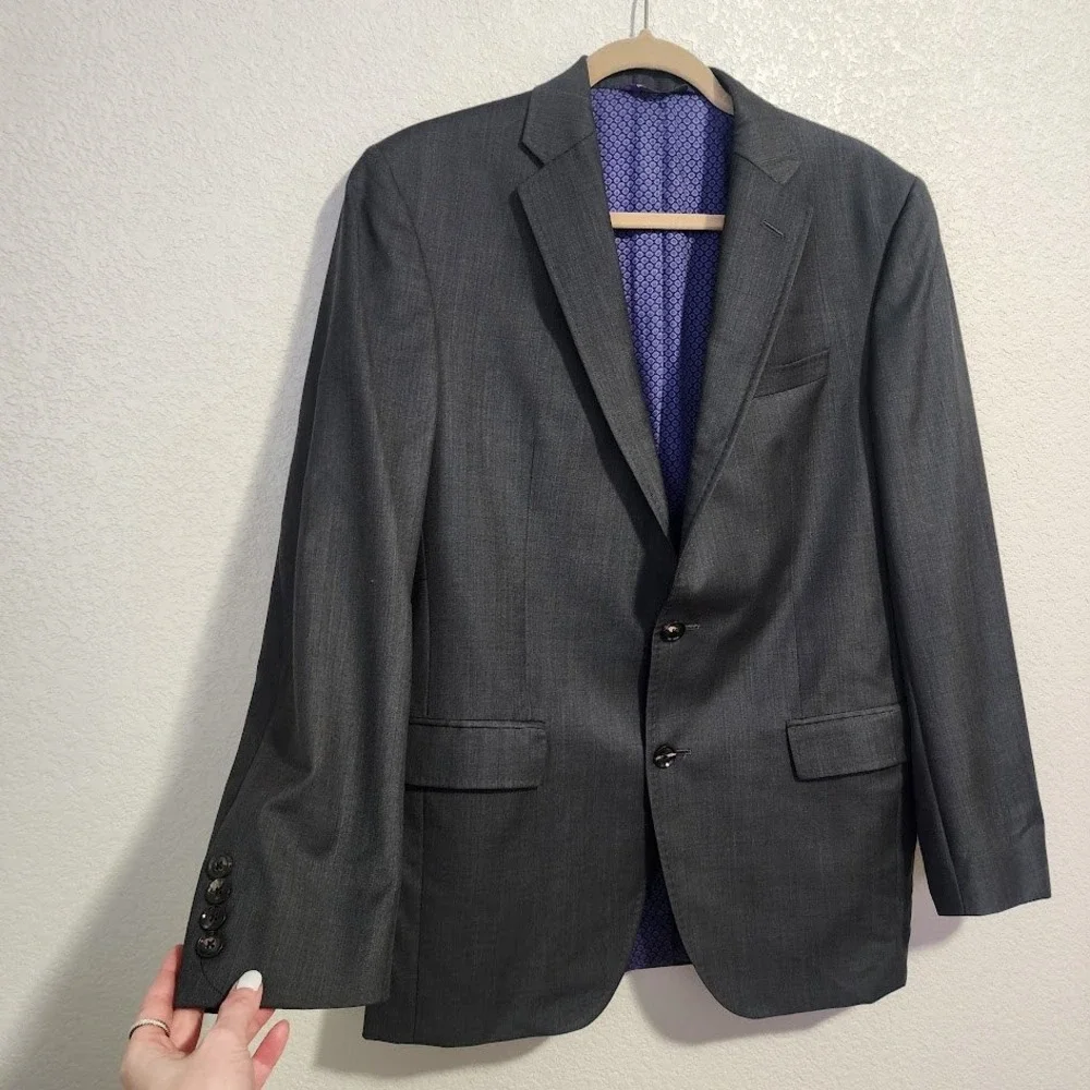 TED BAKER LONDON 2 button Endurance Wool Blazer‎ Sport Coat Gray 40R